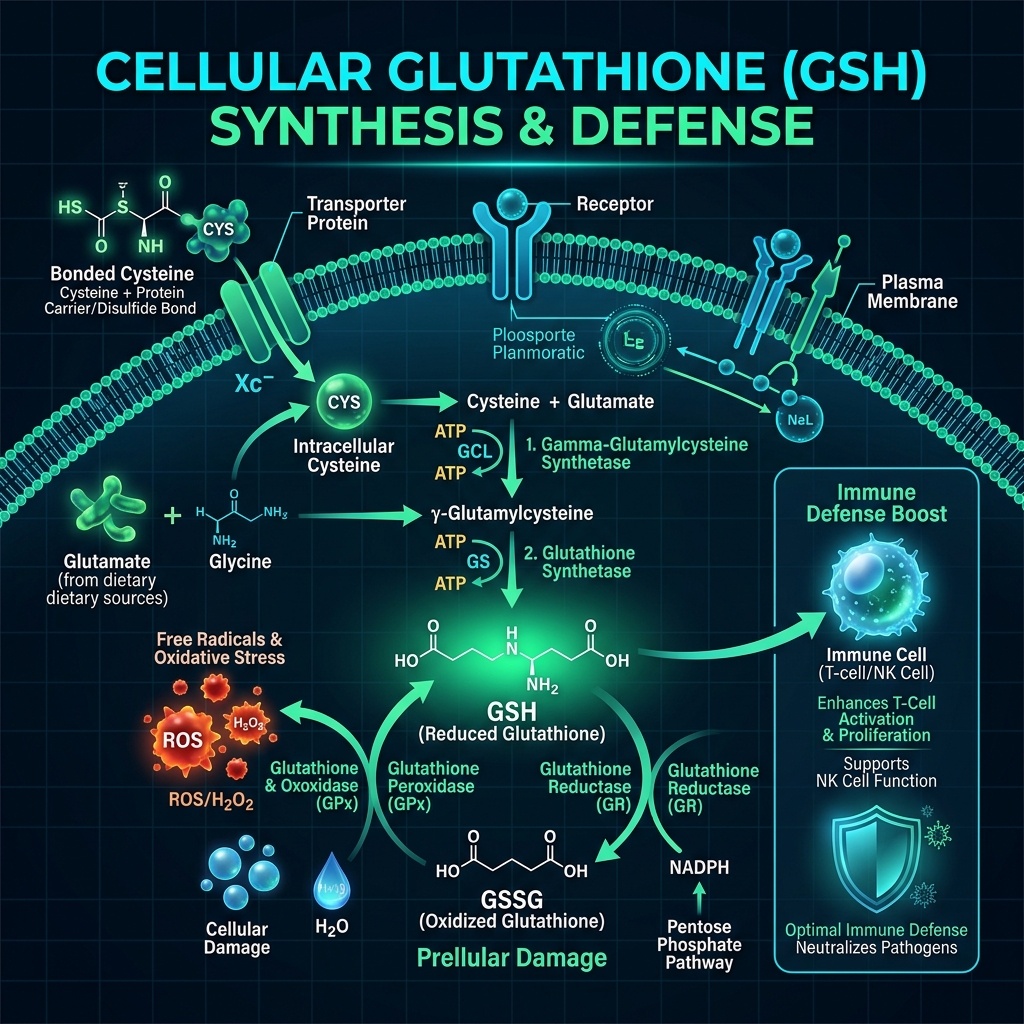 Infografía de Síntesis de Glutatión Celular